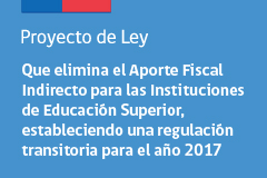Proyecto de Ley que elimina el aporte fiscal indirecto para las instituciones de Educación Superior, estableciendo una regulación transitoria para el año 2017.