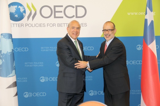  Ministro Rodrigo Valdés se reúne con secretario general de la OCDE, Ángel Gurría, y recibe saludo por futura Presidencia de Chile.