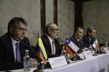 Ministros de Finanzas de Alianza del Pacífico durante conferencia de prensa.
