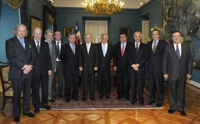 Ministro de Hacienda, Felipe Larraín, participa en reunión-almuerzo con la CPC que encabezó el Presidente Piñera en La Moneda