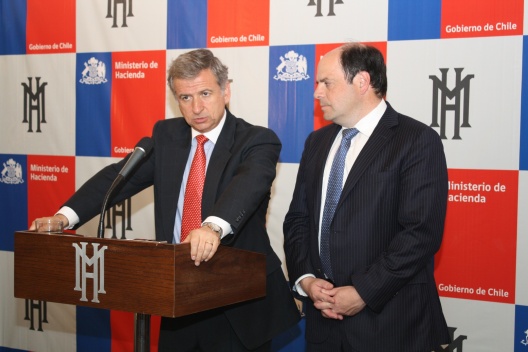 El ministro de Hacienda, Felipe Larraín, junto al titular de Energía, Rodrigo Álvarez.