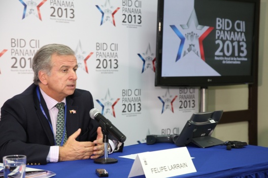 Ciudad de Panamá: El ministro de Hacienda, Felipe Larraín, ofrece conferencia de prensa  para periodistas acreditados en la  Reunión Anual de Asamblea de Gobernadores del BID