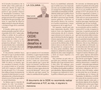 Columna Ministro F. Larraín: Informe OCDE: avances, desafíos e impuestos - Diario Financiero