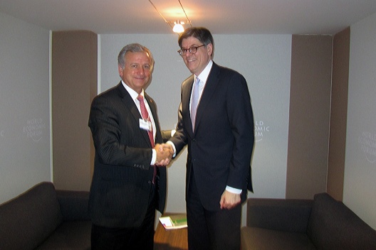 El ministro Felipe Larraín y el Secretario del Tesoro de Estados Unidos, Jack Lew.