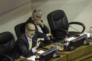 Ministro Rodrigo Valdés explica el Presupuesto 2016 a la Sala del Senado.
