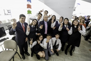 El ministro de Hacienda,Felipe Larraín, participa en el lanzamiento de la cuarta versión del programa de Educación Financiera "A fondo en mi Futuro", en el colegio San Joaquín de Renca.