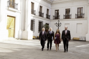 Ministro de Hacienda, Felipe Larraín junto a sus pares de  Interior, Segegob y Desarrollo Social caminan hacia el Comité Político Ampliado.