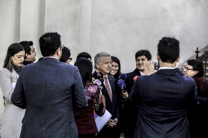 El Ministro de Hacienda hoy en punto de prensa en La Moneda, luego de comité político