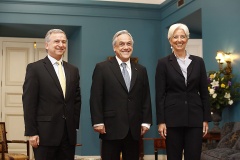 Ministro Larraín acompañó a Christine Lagarde en audiencia oficial con el Presidente Piñera.