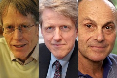 Eugene F. Fama, Lars Peter Hansen y Robert J. Shiller, ganadores del Premio Nobel de Economía.